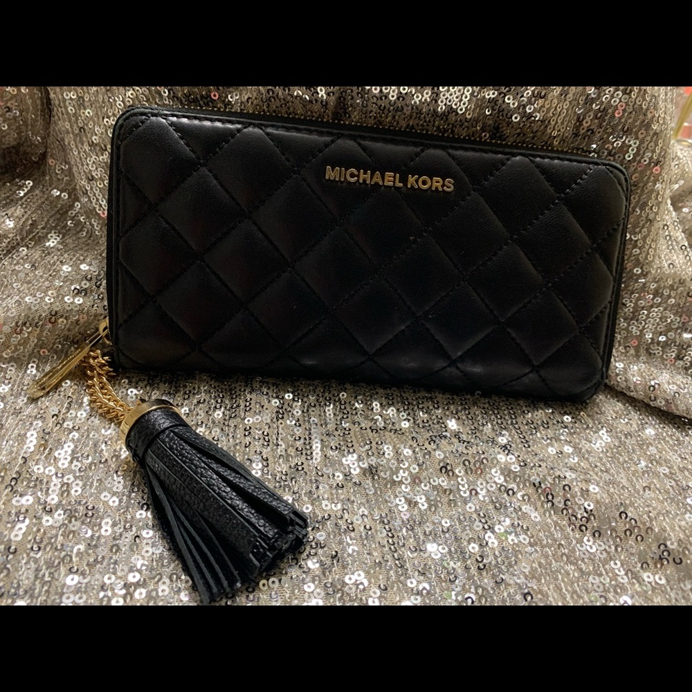 Michael Kors Leather Quilted Wallet with Tassel